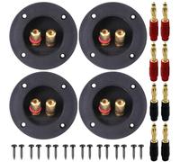 HAAMNING7 3 Inch Round 2-Way Speaker Box Terminal Cup Binding Post, Power Speaker Screw-in Terminal Plates with Closed Screw Type Banana Plugs, Screws (12 Pack)