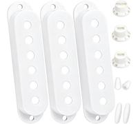 HAAMNING7 3 Pcs ST Pickup Cover 50/50/52mm Single Coil Plastic | 1 Volume 2 Tone Control Knob Cover 5 Way Switch Tip Cap, Crank Cap, for ST/SQ Electric Guitar(White)