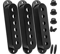 HAAMNING7 3 Pcs ST Pickup Cover 50/50/52mm Single Coil Plastic | 1 Volume 2 Tone Control Knob Cover 5 Way Switch Tip Cap, Crank Cap, for ST/SQ Electric Guitar(Black)