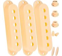HAAMNING7 3 Pcs ST Pickup Cover 50/50/52mm Single Coil Plastic | 2 Tone 1 Volume Control Knob Cover 5 Way Switch Tip Cap, Crank Cap, for ST/SQ Electric Guitar(Cream)
