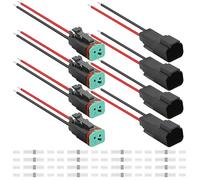 HAAMNING7 4 Pcs Auto Waterproof DT Series Electrical Wire Connector for Deutsch 2 Pin 16 AWG Male & Female Wire for Car/Truck/Boat LED Light Bar with Heat Shrink Tubing