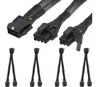 HAAMNING7 4 Pcs GPU VGA 8 Pin PCIE Splitter to Dual 8Pin(6+2) Power Cable PCI Express Graphics Video Card, 8Pin Female to 2X 8Pin Male Adapter Extension Cord, Braided Sleeved, 9 inch/23cm