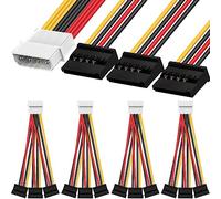 HAAMNING7 4 Pin IDE Molex to 3 SATA Power Splitter Cable, Molex Male to Hard Drive HDD 15 Pin SATA Female Power Supply Extension Cable 20cm 7.9 inch, 5 PCS