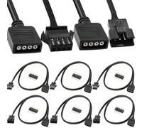 HAAMNING7 4-Pin RGB Extension Cable To 4-Pin Male/Female Adapter Cable Cord 12v For LED Strips, Computer Fans, Motherboards (0.98 Ft, 3 Male Wires, 3 Female Wires) With 6 pcs 4-Pin Male Pins