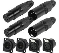 HAAMNING7 4 Pin XLR Male & Female MIC Snake Plug Audio Microphone Connector for Mixer, Speaker, with 2 Pairs 4Pin XLR Male & Female Jack Socket Panel Mount (8 Pack)