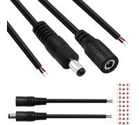 HAAMNING7 4Pcs DC Power Pigtail Cable 6.3 x 3.0mm DC6330 Male Female Power Wire Barrel Plug Connector Bare Wire Open End 18 AWG 30cm for IP Camera DVR Mini UPS LED Strips CCTV Camera Router