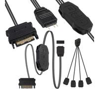 HAAMNING7 5V 3Pin ARGB Controller, SATA Power Supply Light Stripe Remote Controller with ARGB 1 Female to 4 Male Splitter Cable for Motherboards Without 5V ARGB, ARGB Light Strips
