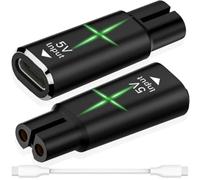 HAAMNING7 5V Type-C Shaver Charger Adapter Converter for Philips QP2724 QP2834 QP4530 MG5910 MG7910 MG9510 QP1924 QP1324 with LED Light, USB-C Shaver Charger Without Charge Cord (2 Pcs, Black)