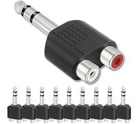 HAAMNING7 6.35mm to RCA Phono Splitter Adapter Audio Stereo Plug 1/4" Male to 2RCA Jack Converter Connector Headphone TRS for Guitar Mixer Speaker