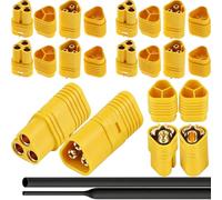HAAMNING7 6 Pairs MT60 Connector RC ESC to Motor Plug 3 Pole 3.5MM Bullet Male Female with Sheath Housing Heat Shrink Tubing for RC Battery Lipo Lithium Batteries Electric Car Motor DIY