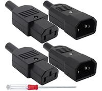 HAAMNING7 AC250V 10A 3 Pin Terminal Panel Mount IEC320 C14 Male C13 Female, 4PCS Inline Adapter Plug Power Socket Connector for PDU Cabinet