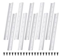HAAMNING7 Aluminum DIN Rails, 25CM /9.8 inches, 35mm Wide, 7.5mm High Top Hat Slotted DIN Rail with RoHS (10 Pack, Silver)