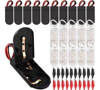 HAAMNING7 Button Battery Holder CR2032 6V Coin Cell Battery Case Box, 20 PCS Battery Socket with ON-OFF Switch/Wire Lead, 10 Pcs black + 10 Pcs Transparent, with 20 Crocodile clips