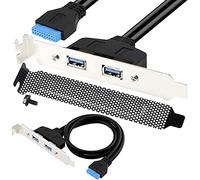 HAAMNING7 Dual USB 3.0 Female Back Panel to MB 20 Pin Header, USB3.0 Type A to USB 20 Pin with 2 Port PCI Bracket for Motherboard USB 3.0 Port Extends to Back of Computer Case