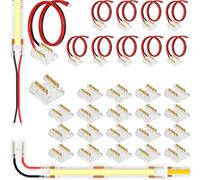 HAAMNING7 FCOB COB Connector 2 Pin 8mm 0.31in Kit, 10 Pcs No Solder LED Connector with 15cm 22AWG Cable 20 Pcs Transparent LED Lamp Crimp Connectors for Gapless Soldering and Light Strip Corner
