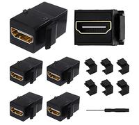 HAAMNING7 HDMI Female to Female Keystone Coupler, Gold Plated HDMI Keystone Jack Insert 3D & 4K Mini Adapter Connector for Wall Plate, With Blank Keystone Jack Inserts, Screwdriver (Black, 13 Pack)