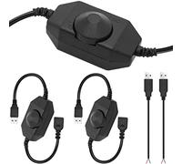 HAAMNING7 LED Strip Lights Dimmer Switch USB Female to Male Cable with Dimmable Rotary Switch Controller 5V LED Rope Light Switch Adjustable Switch, 2 PCS