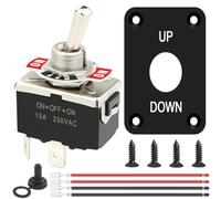 HAAMNING7 Momentary Reverse Polarity Toggle Switch 12V 30A DPDT 4 Pin 3 Position ON-OFF-ON Power Jack Rocker Switch RV Switch Motor Switch for Car, Boat with Crimp Wire, Waterproof Cap, Panel