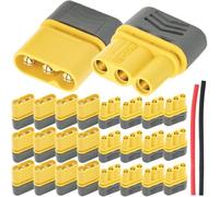HAAMNING7 MR30 Bullet Power Connectors, MR30 Battery Male Plug Adapter & MR30 Battery Female Plug Adapter for RC Lipo Battery, with Heat Shrink (24 Pack)