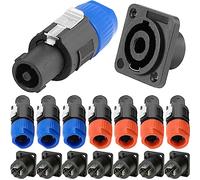 HAAMNING7 NL4FC for Speakon Connector 4 Pole Audio Male Plug Female Panel Mount Socket Speaker Twist Lock Adapter for Neutrik for Speakon Amplifier NL2FC NL4FX NLT4X NL4FC NA4LJ NA4LJX, 16 Pcs