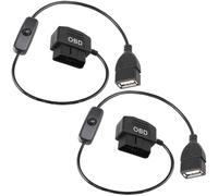 HAAMNING7 OBD to USB Power Cable Adapter,16Pin OBD2 Male to USB Female Power Charging Cable, OBD2 to 5V 2A USB Connector 12V 24V 36V to 5V 2A with Switch Button, for Car GPS DVR Dash Camera