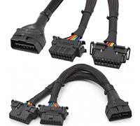 HAAMNING7 OBD2 Splitter OBD II 16 Pin Extension 1x Male to Dual Female Extension Cable, Diagnostic Extender Adapter for Car GPS Tracker Bluetooth WiFi OBD Code Scanners