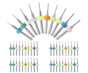 HAAMNING7 PCB Drill Bits Set Micro Drill Bits Set, Spiral Flute Carbide 0.3mm-1.2mm Drill Bit for Dremel Print Circuit Board Jewelry Beeswax Rough Stone CNC Engraving, 40PCS(4 of Each size)
