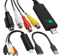 HAAMNING7 RCA to USB Video Capture Device, VHS to Digital Converter, USB 2.0 Audio Video Converter Grabber, VCR Convert to Digital from VCR VHS Mini DV Hi8 DVD for Mac/Windows