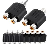 HAAMNING7 RCA Y Splitter Adapter, RCA 1 Male to 2 Female Phono Connector AV Video Y Splitter & RCA 1 Female to 2 Female Phono Connector AV Video Y Splitter for Subwoofer, Amplifier, TV (10 Pack)