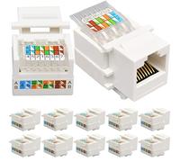 HAAMNING7 RJ45 Cat6 Keystone Jack, 10PCS Ethernet Wall Jack Inline Coupler Cat6 Network Coupler Cat5/5e/6 Compatible - Cat6 Network Coupler
