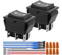 HAAMNING7 Rocker Switch 6 Pin 3 Position ON/Off/ON Momentary Toggle Switch Polarity Reverse Switch DC 12V 10A Motor Control AC 110V-220V DPDT Car Auto Boat Rocker Button with Wire, 2PCS
