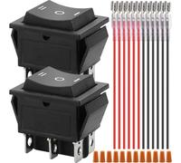 HAAMNING7 Rocker Switch 6 Pin 3 Position ON/Off/ON Toggle Switch Polarity Reverse Button Motor Control 16A 250VAC DPDT for Car Auto Boat, 2 PCS Rocker Switch with Wire
