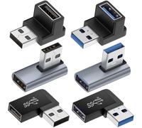 HAAMNING7 USB 3.0 Male to Female 90 Degree Adapter, UP Down/Left Right Angle USB Extender Connector for PC, Laptop, Charger