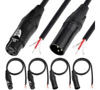 HAAMNING7 XLR 3Pin Microphone Open End Cable, XLR Male Pigtail Bare Wire & XLR Female Pigtail Bare Wire for Audio Replacement, Amplifier (4 Pack)