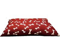 Haani Luxury Dog Bed Cushion with Removable Washable Cover - Comfortable Support for Pets (RED PAW, LARGE)