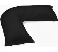 Haani V-Shaped Pillow, Poly Cotton Hollow Fiber Filled Support Pillow for Neck, Back & Shoulder Support Ergonomic V-Shaped Pillow with Removable Poly Cotton Pillowcase. (BLACK)