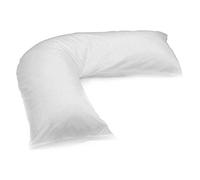Haani V-Shaped Pillow, Poly Cotton Hollow Fiber Filled Support Pillow for Neck, Back & Shoulder Support Ergonomic V-Shaped Pillow with Removable Poly Cotton Pillowcase. (WHITE)