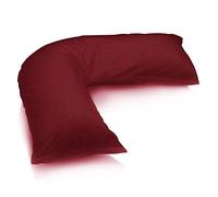 Haani V-Shaped Pillow, Poly Cotton Hollow Fiber Filled Support Pillow for Neck, Back & Shoulder Support Ergonomic V-Shaped Pillow with Removable Poly Cotton Pillowcase. (WINE)