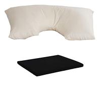 Haani V Shaped Pillow With Complimentry Free Pollycotton Removable Cover (Neck Pillow Black)