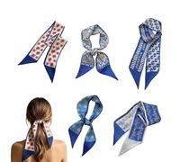 Haar Schal Stirnband Set - Leicht Atmungsaktiv Styling Accessory | Damen Haar Schal Band | Elegante Zöpfe Party Reise Büro Polyester 90x6cm 5 Stück Grün Blau Muster Fashion Design Kopfbedeckung