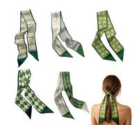 Haar Schal Stirnband Set - Leicht Atmungsaktiv Styling Accessory | Damen Haar Schal Band | Elegante Zöpfe Party Reise Büro Polyester 90x6cm 5 Stück Grün Blau Muster Fashion Design Kopfbedeckung