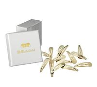 HAARallerliebst Hair Clips (Pack of 14) Gold Shimmer 3.9 cm with Box for Storage (Box Colour: White)