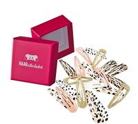HAARallerliebst® Pack of 20 Animal Print Girls Hair Clips with Box - 50mm Long, Tiger, Leo, Cow, Glitter Gold, Dusky Pink - Hair Accessories for Girls & Women