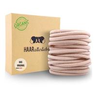 Haarallerliebst Women's Hair Scrunchies Set of 20 - Hair Bobbles Without Metal Made of Organic Cotton & Natural Rubber - Braided Rubber Beige for Strong Hold - Gentle on Hair and Environment