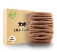Haarallerliebst Women's Hair Scrunchies Set of 20 - Hair Bobbles Without Metal Made of Organic Cotton & Natural Rubber - Light Brown for Strong Hold - Gentle on Hair and Environment