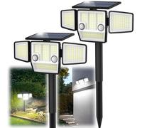 HAARAY Solar Lights Outdoor, Motion Sensor Outdoor Lights with Stakes, 2500LM 236 LED IP65 Waterproof Solar Powered Flood Lights, 360°Wide Lighting Angle Security Lights for Yard Driveway (2 Pack)