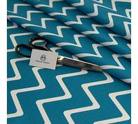 Haaris Imaan Arabesque Collection Printed Water Resistant Upholstery Fabric 1 Metre, Chevron Teal