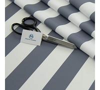 Haaris Imaan Arabesque Collection Printed Water Resistant Upholstery Fabric | Durable Fabric for Outdoor Furniture | Cushion Covers, Bench, Parasol | A4 Sample, Stripe Charcoal