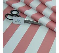 Haaris Imaan Arabesque Collection Printed Water Resistant Upholstery Fabric | Durable Fabric for Outdoor Furniture | Cushion Covers, Bench, Parasol | 1 Metre, Stripe Pink