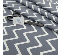 Haaris Imaan Arabesque Collection Printed Water Resistant Upholstery Fabric Half Metre, Chevron Charcoal